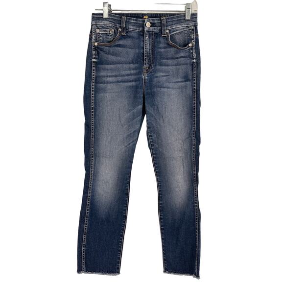 7FAM 7 For All Mankind Cropped High Rise Vintage Straight Leg Jeans Size 26 - Picture 1 of 7